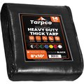 Tarpco Safety 8 ft x 10 ft Heavy Duty 14 Mil Tarp, Black, Polyethylene TS-106-8X10